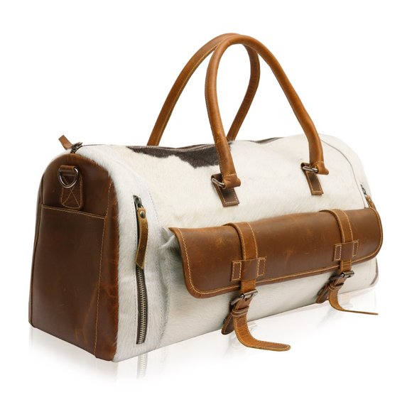 Leather Travel Bag Duffle Bag - Picture 7 of 13